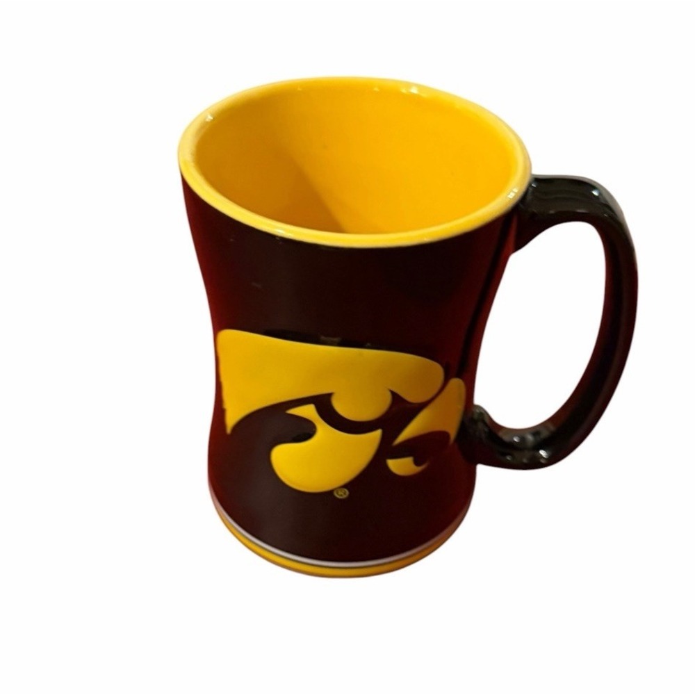 Iowa Hawkeyes Ceramic Coffee Mug Cup Black Yellow Interior NCAA Sports Fan Gift